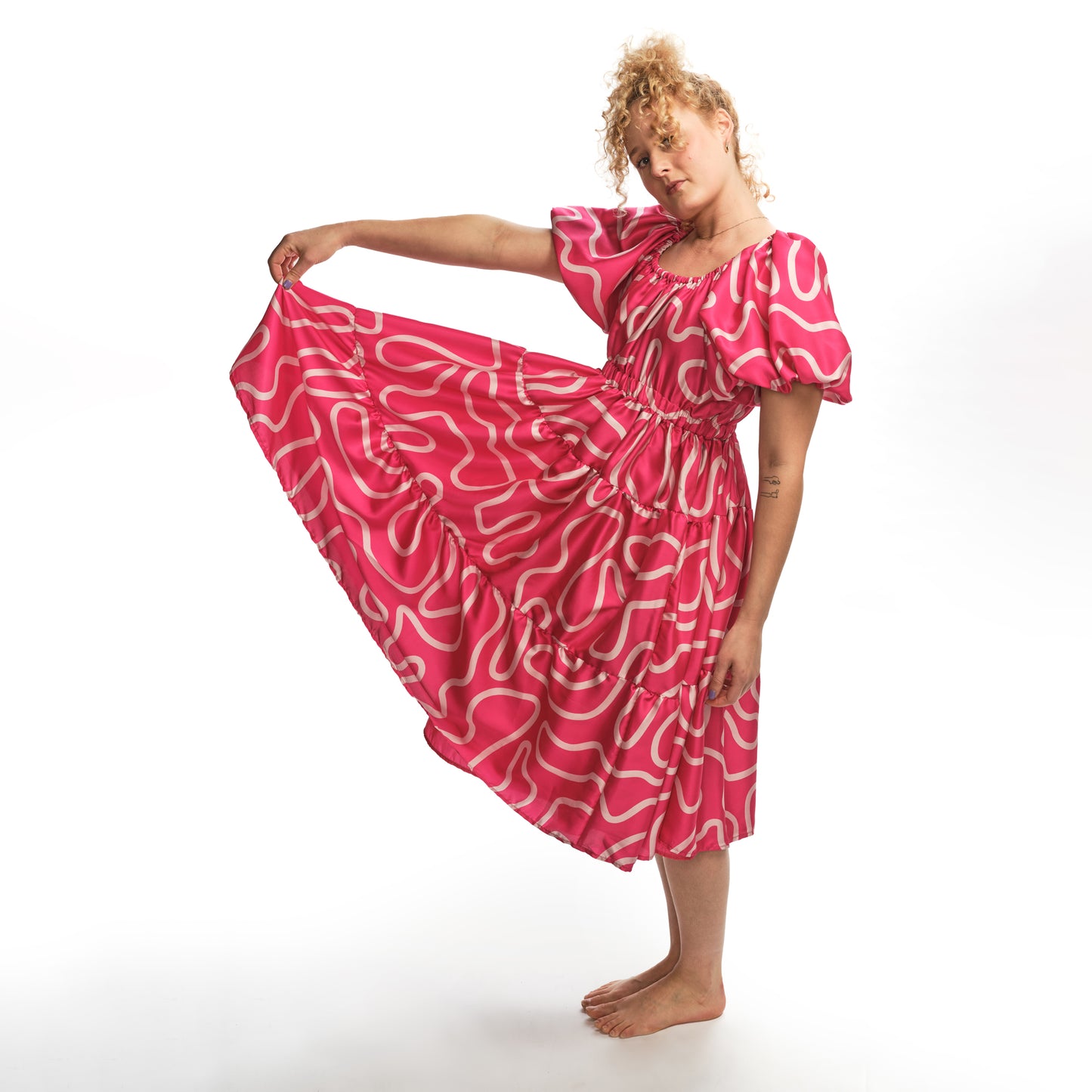 Suzy Dress - Hot Pink Squiggle