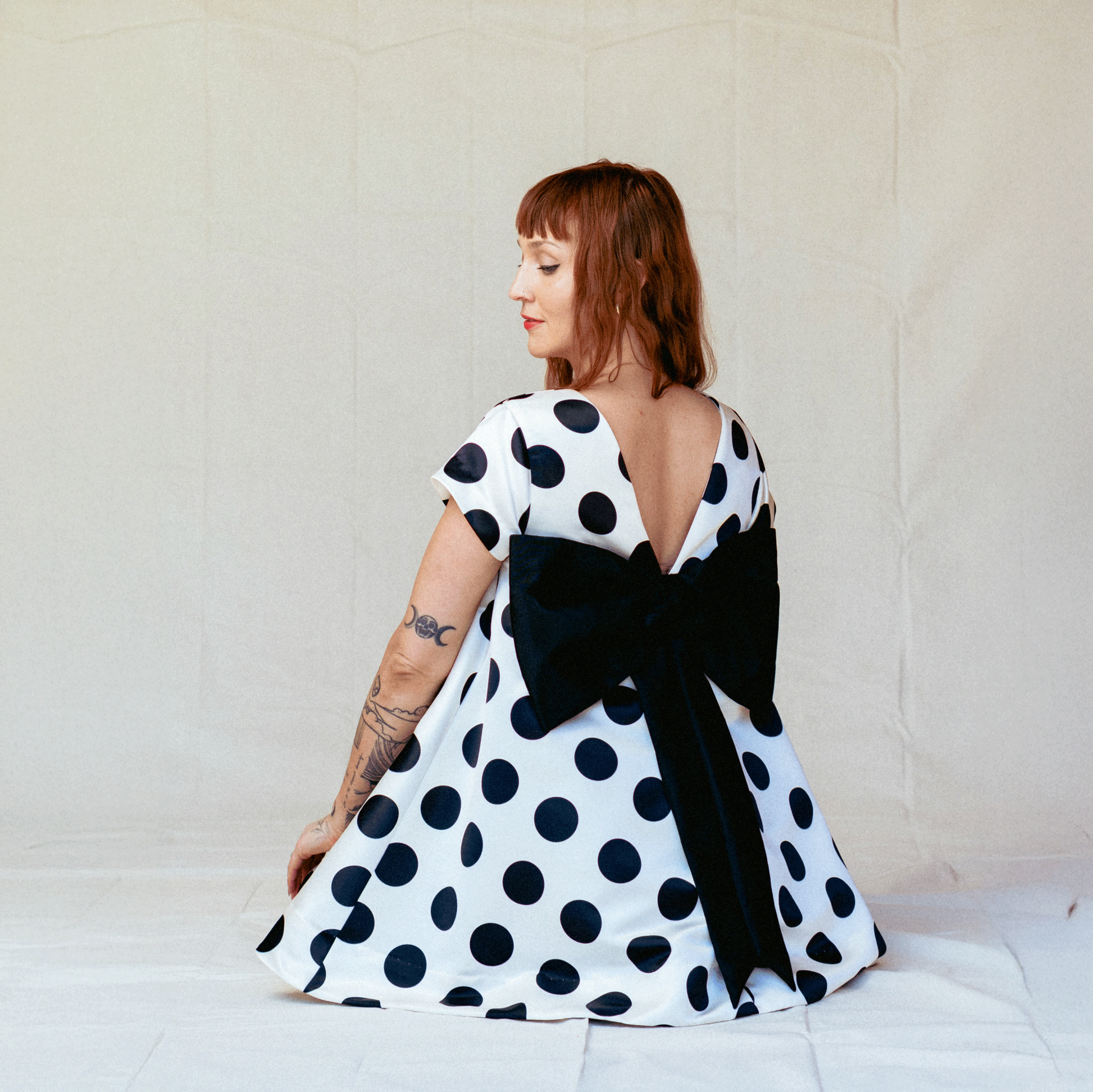 rita short sleeve bow back swing mini dress Rita Satin Mini Dress With Bow Sleeves - White